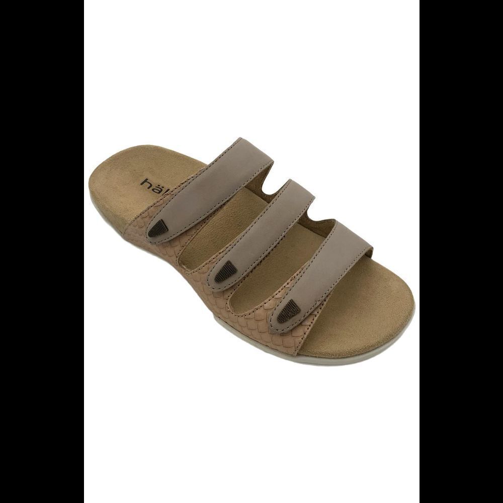 Halsa Women's Delight Flat Sandals Taupe - Wide